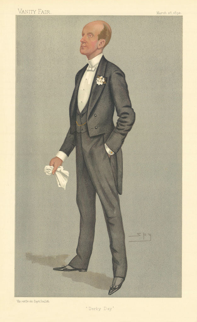 VANITY FAIR SPY CARTOON Lord Elcho 'Derby Day' Suffolk 1892 old antique print